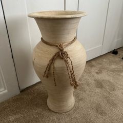 Large Cream Ceramic Floor Vase Decorative Urn