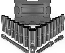 20pcs 1/2" Drive Metric Impact Socket Set Universal Socket Metric Drive Deep Socket Wrench For Air Pneumatic Repair Tools