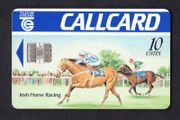 1991 Ireland 10 unit Irish Horse Racing Definitive Call Card with Schlumberger SC6 Chip, Dame Lane Address, Shinny finish, White to cream back, Full Flag, Barcode Used. Telecom Eireann card number 1033.
