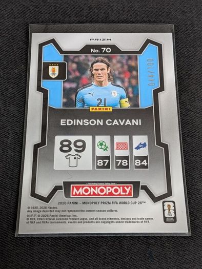 Monopoly Prizm Fifa World Cup 2026 Edinson Cavani Red Big Money Shimmer - 044/100
