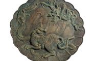Japanese Bronze Meiji Bowl, dragon and banded tiger