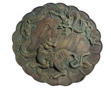 Japanese Bronze Meiji Bowl, dragon and banded tiger