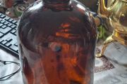 Vintage Large Amber Glass Demijohn Bottle Double Loop Jug Postage Available or Collection,