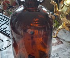 Vintage Large Amber Glass Demijohn Bottle Double Loop Jug Postage Available or Collection,