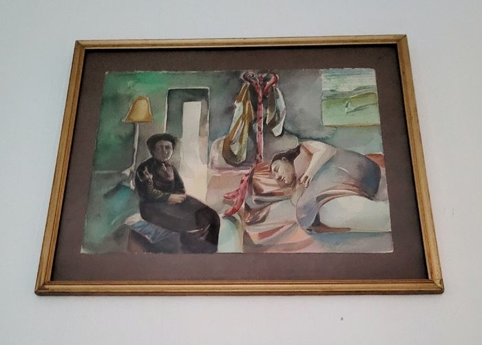 Midcentury signed watercolour