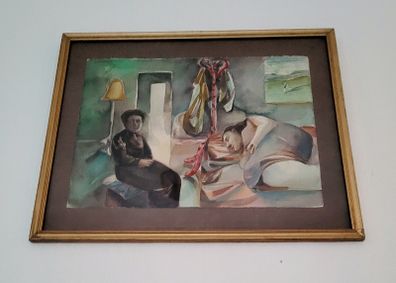 Midcentury signed watercolour