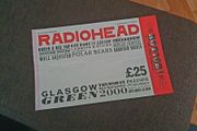 Radiohead Glasgow Green 2000 Original Ticket Stub