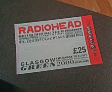 Radiohead Glasgow Green 2000 Original Ticket Stub