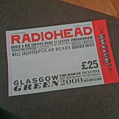 Radiohead Glasgow Green 2000 Original Ticket Stub