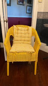Wicker chair with cushions