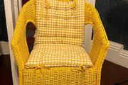 Wicker chair with cushions