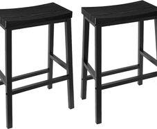Bar Stools Set of 2, Tall Industrial Kitchen Breakfast Stools with Footrests, Bar Chairs