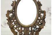 Italian Small Ornate Brass Oval Tabletop Mirror