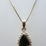 Vintage Sterling Silver Black Teardrop Pendant, Natural Onyx Necklace, Large Black Pendant, Silver Teardrop Pendant, length 18" - 4,5g Image 5