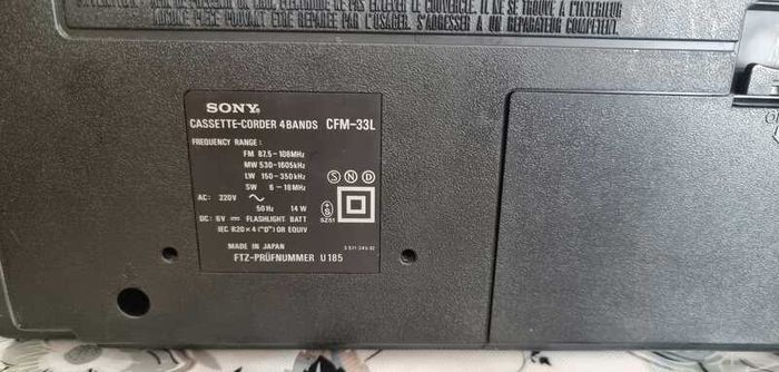 From 1979, Sony CFM-33L FM/MW/LW/SW radio cassette recorder, working good, no any problems.