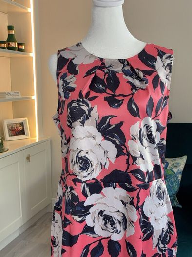 Ladies Pink & Navy Floral Midi Dress from Apricot