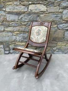 Antique mahogany Folding Rocking Chair.