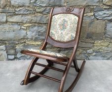 Antique mahogany Folding Rocking Chair.