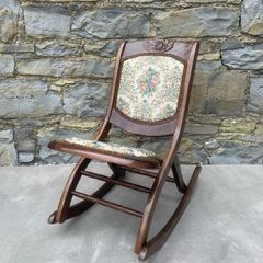 Antique mahogany Folding Rocking Chair.