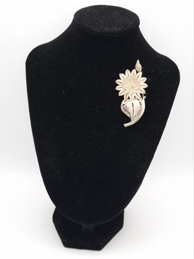 Vintage 925 Sterling Silver Filigree Flower Brooch