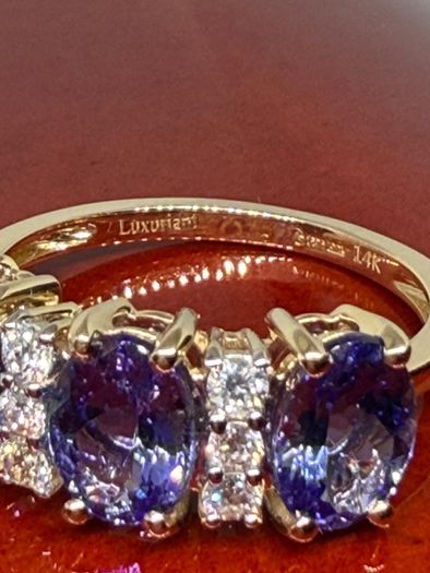 Gold 14K (585) Yellow Gold AAA Tanzanite & Lab Grown Diamond