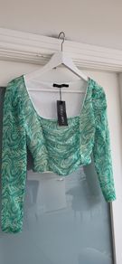 I SAW IT FIRST green tones crop top Sz 10 UK - Bnwt Rrp 25
