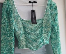 I SAW IT FIRST green tones crop top Sz 10 UK - Bnwt Rrp 25