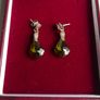 Vintage Sterling Silver 925 Dark Green Crystal Earrings, Olive Swarovski Earrings 2,9g Image 2
