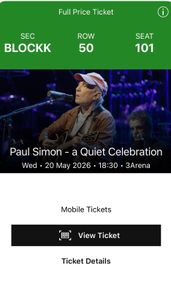 paul simon tickets x 3