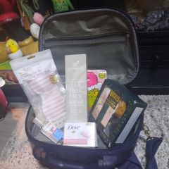 beauty products in case