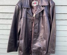 MDK Major Design Korporation dark brown leather jacket