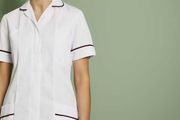 Simon Jersey Womens Healthcare Tunic White With Burgundy Trim Size 22 Nurse Vet Uniform CAN POST