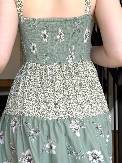 Green Floral Patchwork Maxi Dress - Size  M / 38 / 10