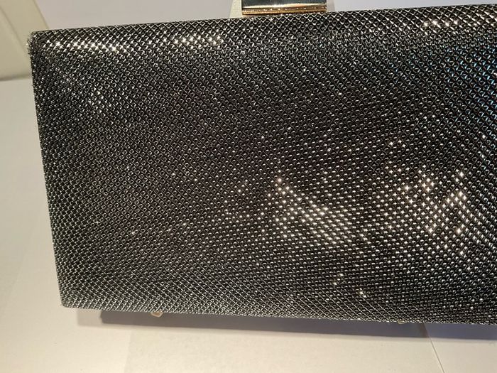 Gunmetal Grey  Pewter Shimmering Box Clutch Bag