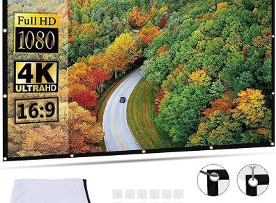 100 inch Projector Screen 16:9 HD Foldable for Home Theater Cinema Indoor Outdoor MULTIPLE SIZES AVAILABLE