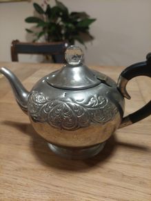 Vintage Round Embossed Edwardian Style Tea Pot