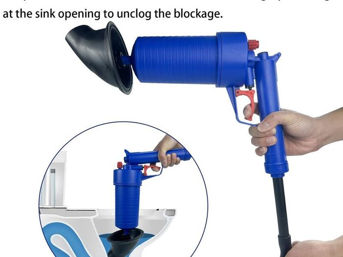Air Pump Drain Unblocker Heavy Duty,High Pressure Toilet Plunger Sewer Dredge Cleaning Tool, Sink Unblocker with 4 Suckers for Kitchen Bathtub Shower