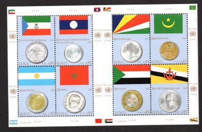 2010 United Nations (Geneva) Coins & Flags (Equatorial Guinea, Laos, Seychelles, Mauritania, Argentina, Morocco, Sudan & Brunei) Commemorative Stamps MNH & FDC