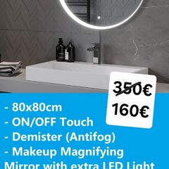 LED Bathroom Mirror 80cm Makeup Defogger