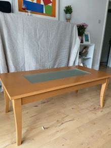 Wooden Coffee Table with Glass Insert