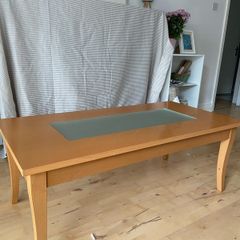 Wooden Coffee Table with Glass Insert