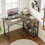 L Shaped Desk Small Corner Desk with Shelves 120CM Reversible Computer Desk Writing Table with Bookshelf for Home Office Small Space Image 5