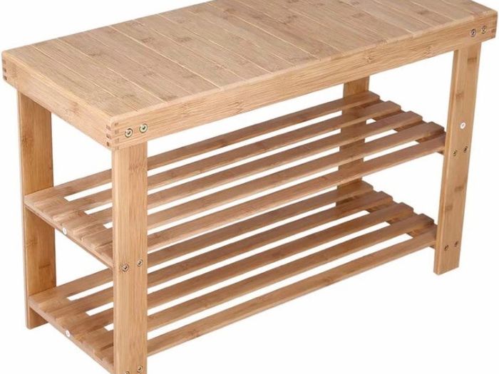 Bamboo Shoe Rack Bench 3 Tier Entryway Seat Shoe Organizer Storage Shelf