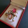 Rhinestone & Crystal Gold Tone Octopus Brooch Pin Badge Steampunk Style Jewelry Image 4