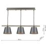 Dark Grey Metal and Wooden 3 Pendant Light Bar Image 2