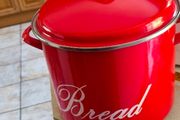 Judge Enamel Large Bread Bin Crock Style Red 25 cm tall.