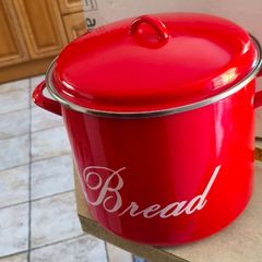 Judge Enamel Large Bread Bin Crock Style Red 25 cm tall.