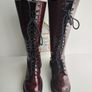Dr Martens 1420 20 eye patent red burgundy knee high boots England UK7 EU41 US9 Image 2