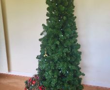 christmas tree and lots of decorations and baubles..school closing down