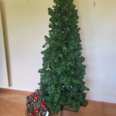 christmas tree and lots of decorations and baubles..school closing down